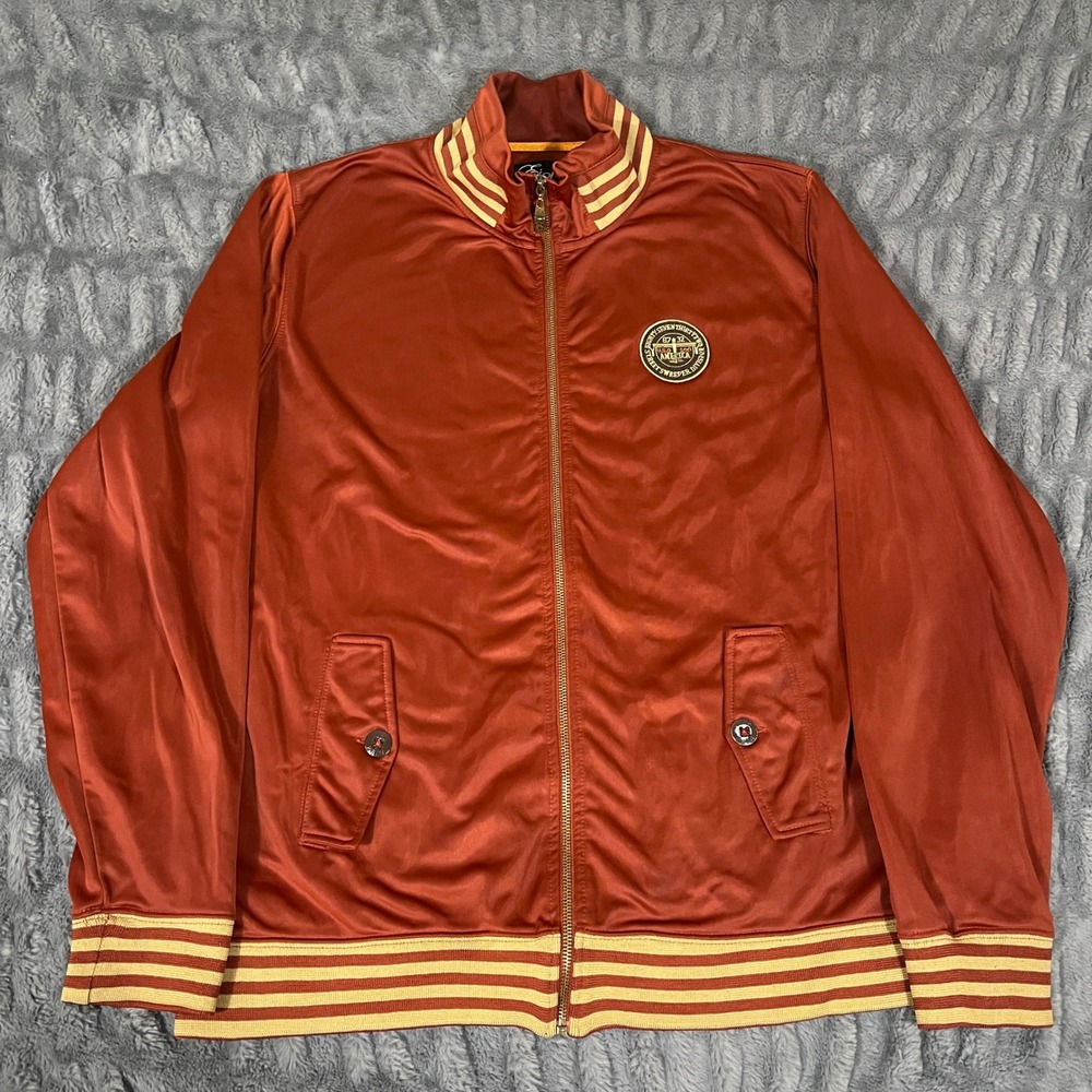 Eight 732 Men's Track Jacket Burnt Orange Polyester Full Zip‎ XL *Stain